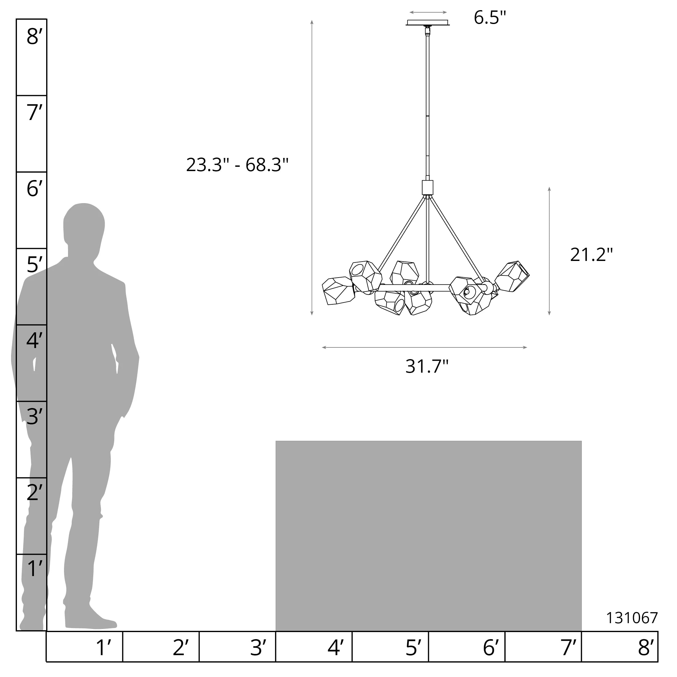 GATSBY 9-LITE RING PENDANT BLK