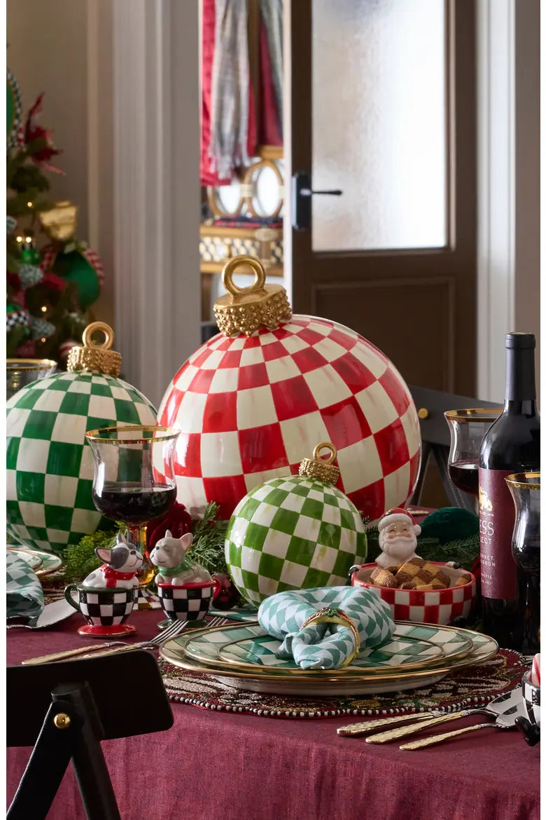 RED CHECK TABLE TOP ORNAMENT