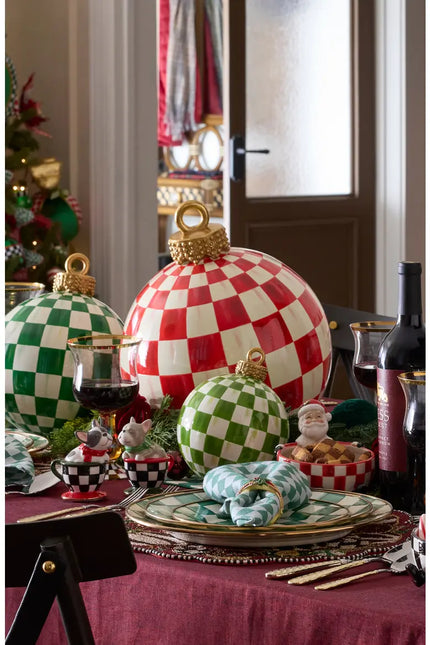 RED CHECK TABLE TOP ORNAMENT
