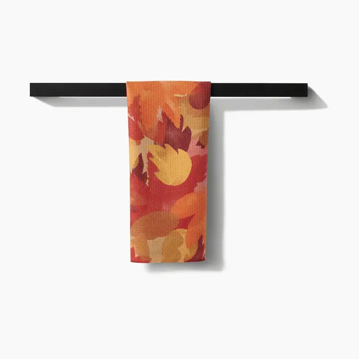 Watercolor Fallen Leaves Tea Towel