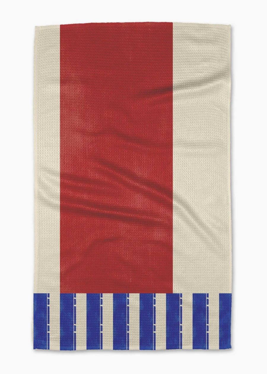 STRIPED HEART RED TEA TOWEL