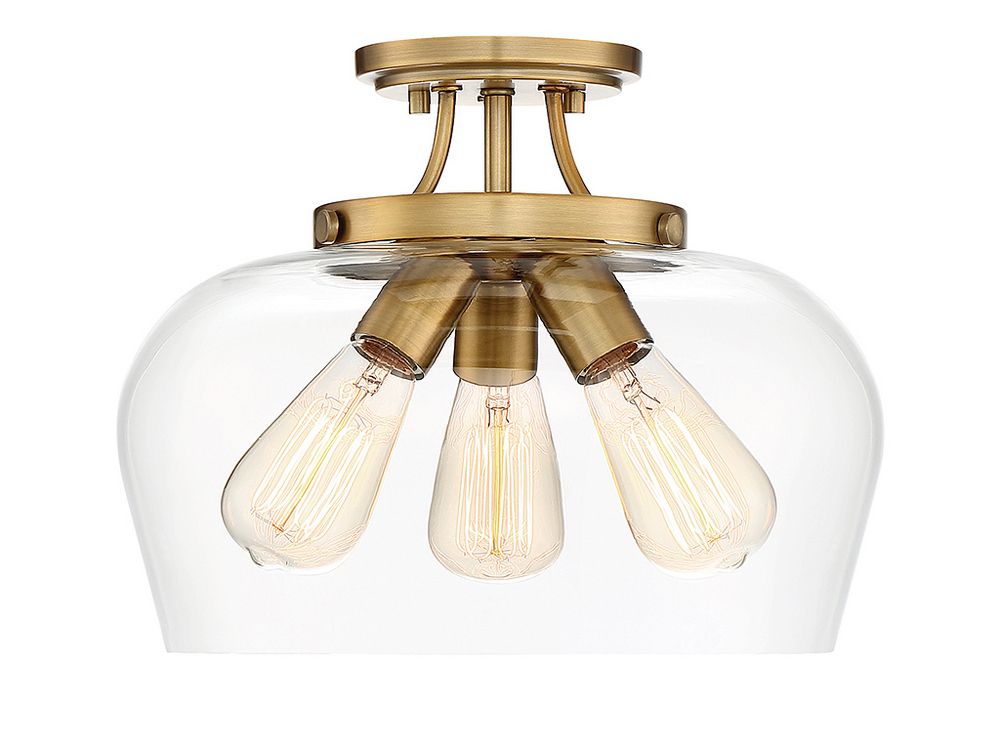 Octave 3-Light CeilIng Light in Warm Brass