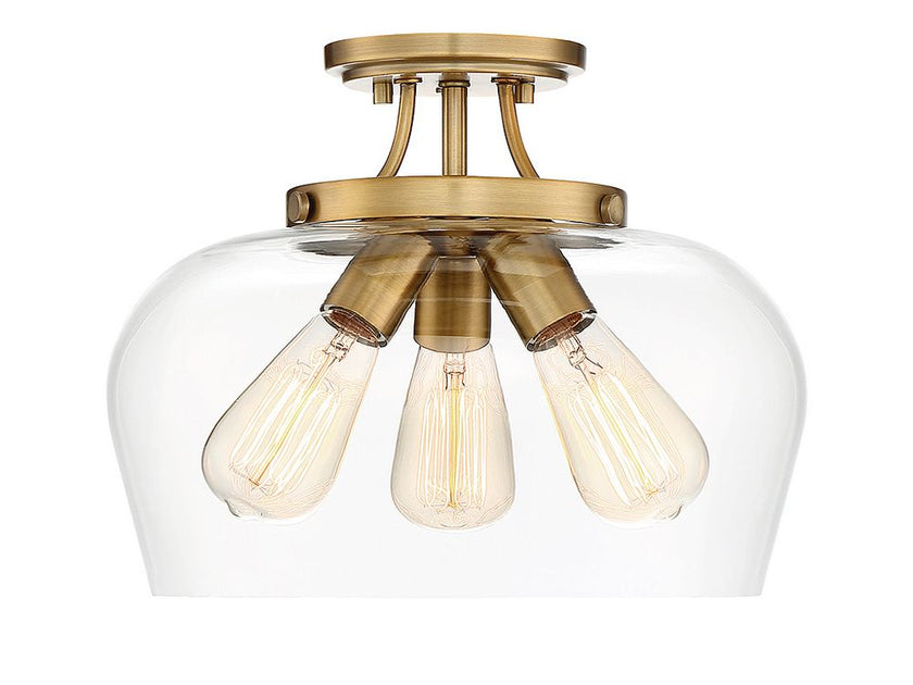 Octave 3-Light CeilIng Light in Warm Brass