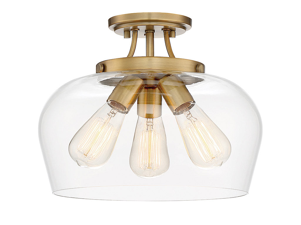 Octave 3-Light CeilIng Light in Warm Brass