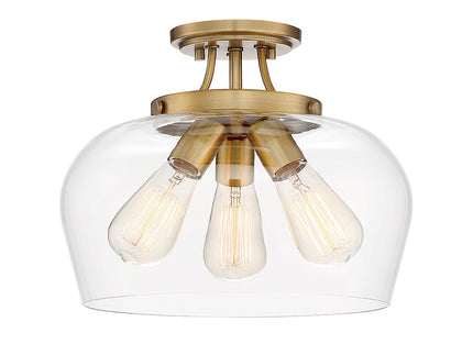 Octave 3-Light CeilIng Light in Warm Brass