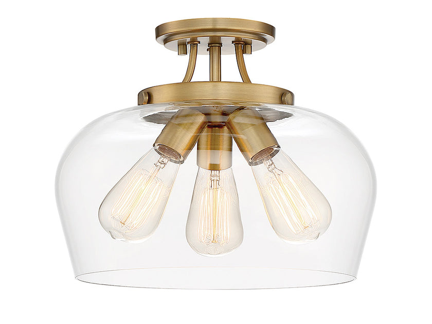 Octave 3-Light CeilIng Light in Warm Brass