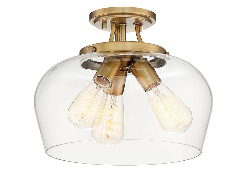 Octave 3-Light CeilIng Light in Warm Brass