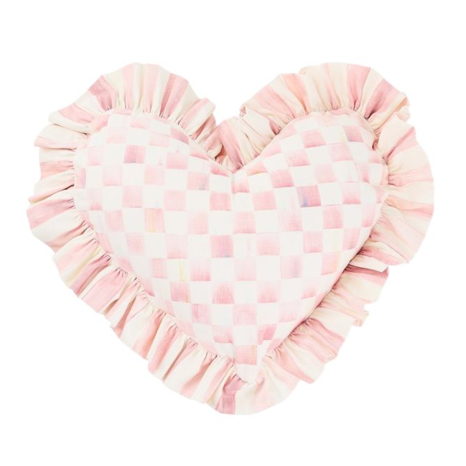 ROSY HEART PILLOW W/RUFF