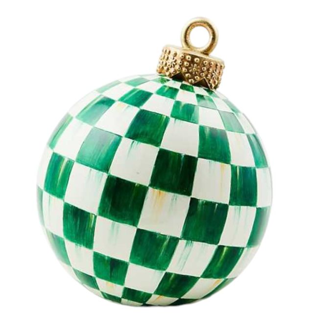 DARK GREEN CHECK TABLETOP ORNAMENT