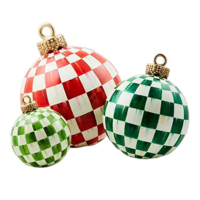 DARK GREEN CHECK TABLETOP ORNAMENT