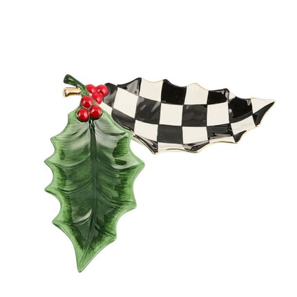 HOLLY LEAF CERAMIC TRINKET TRAY