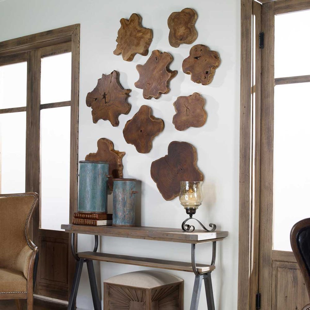 Kalani Outdoor Wood Wall Decor, Natural, S/3