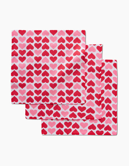 BLUSHING HEARTS DISH CLOTHS S/3