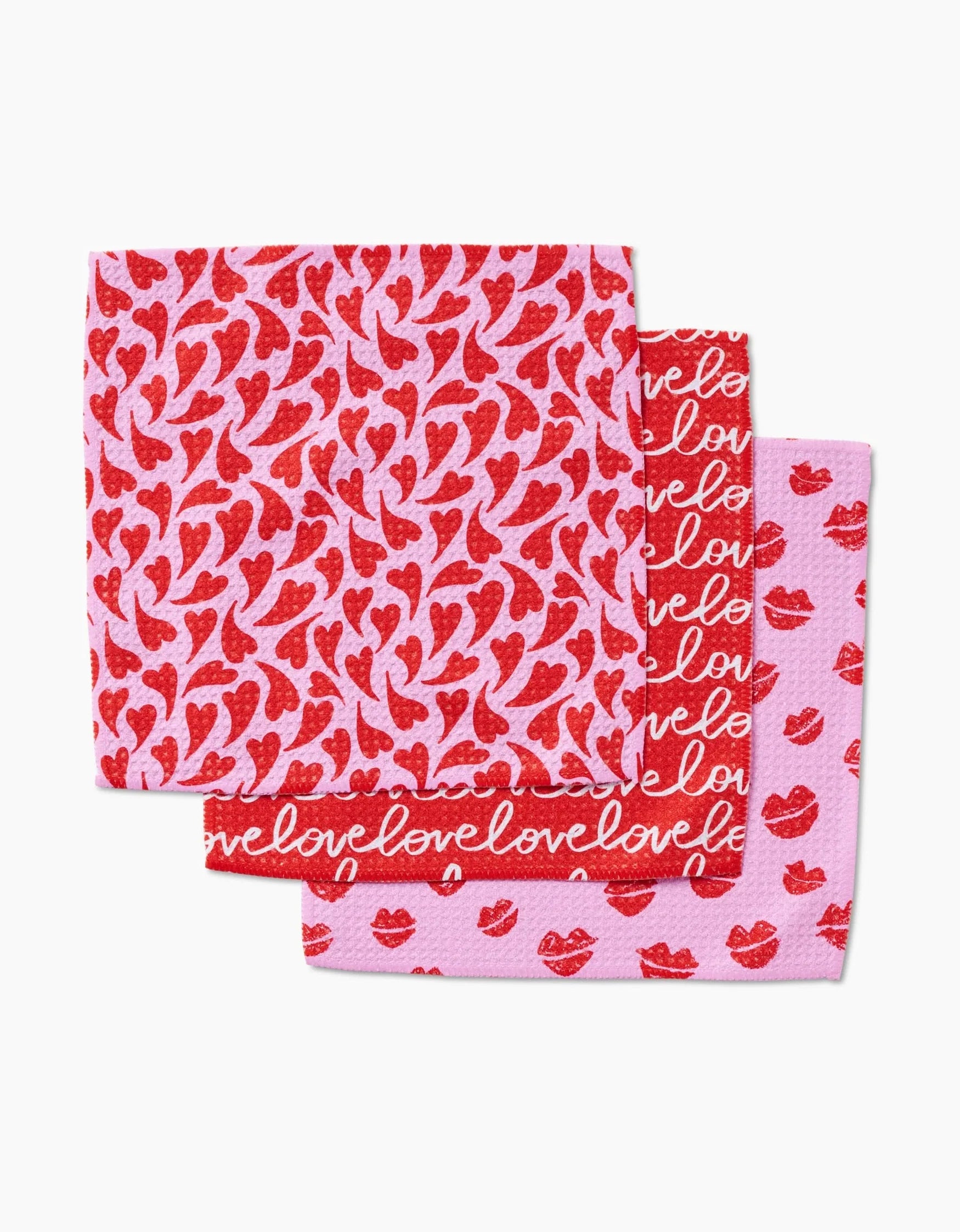 SWOONING HEARTS DISH CLOTHS S/3