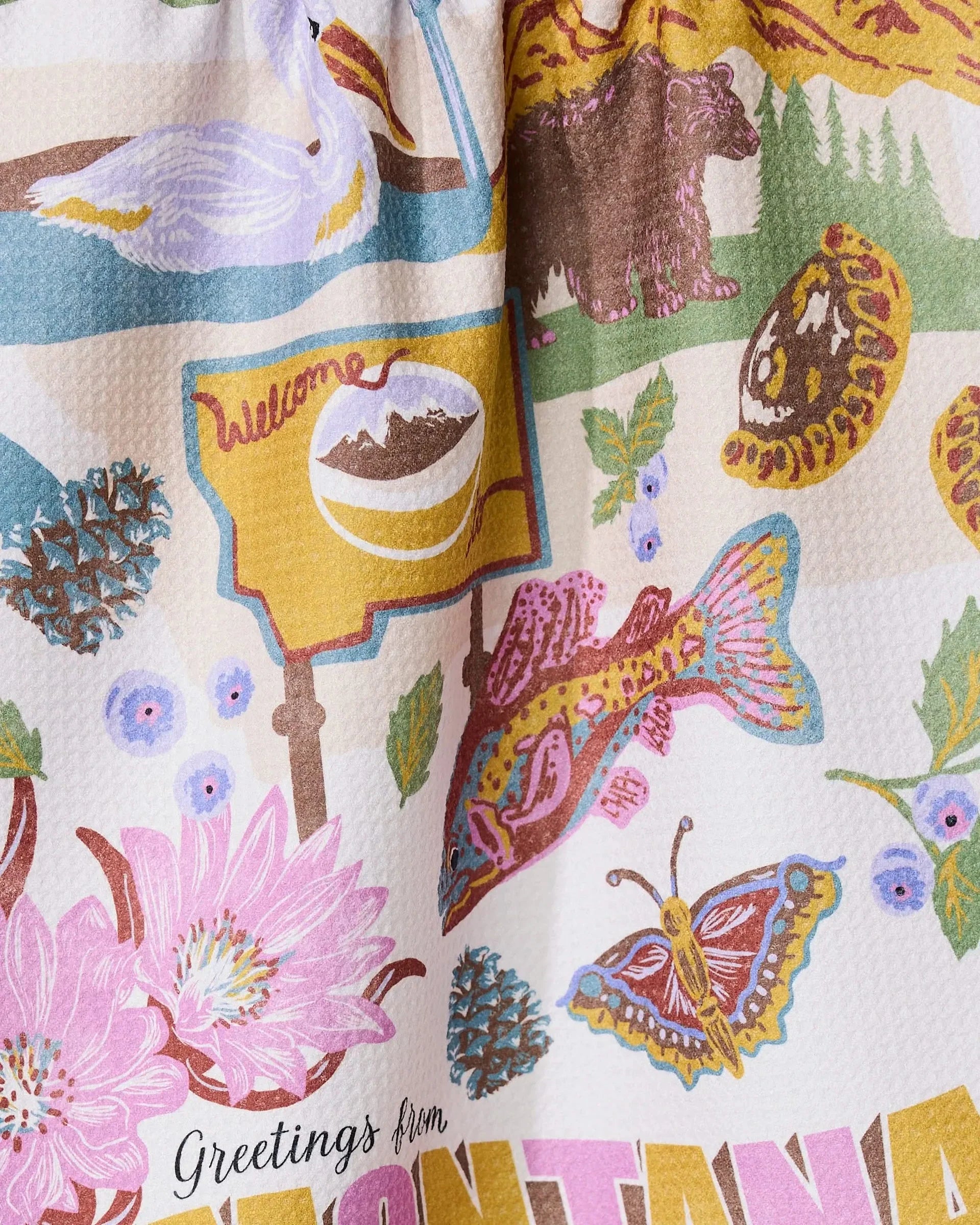 Greetings From Montana Tea Towel