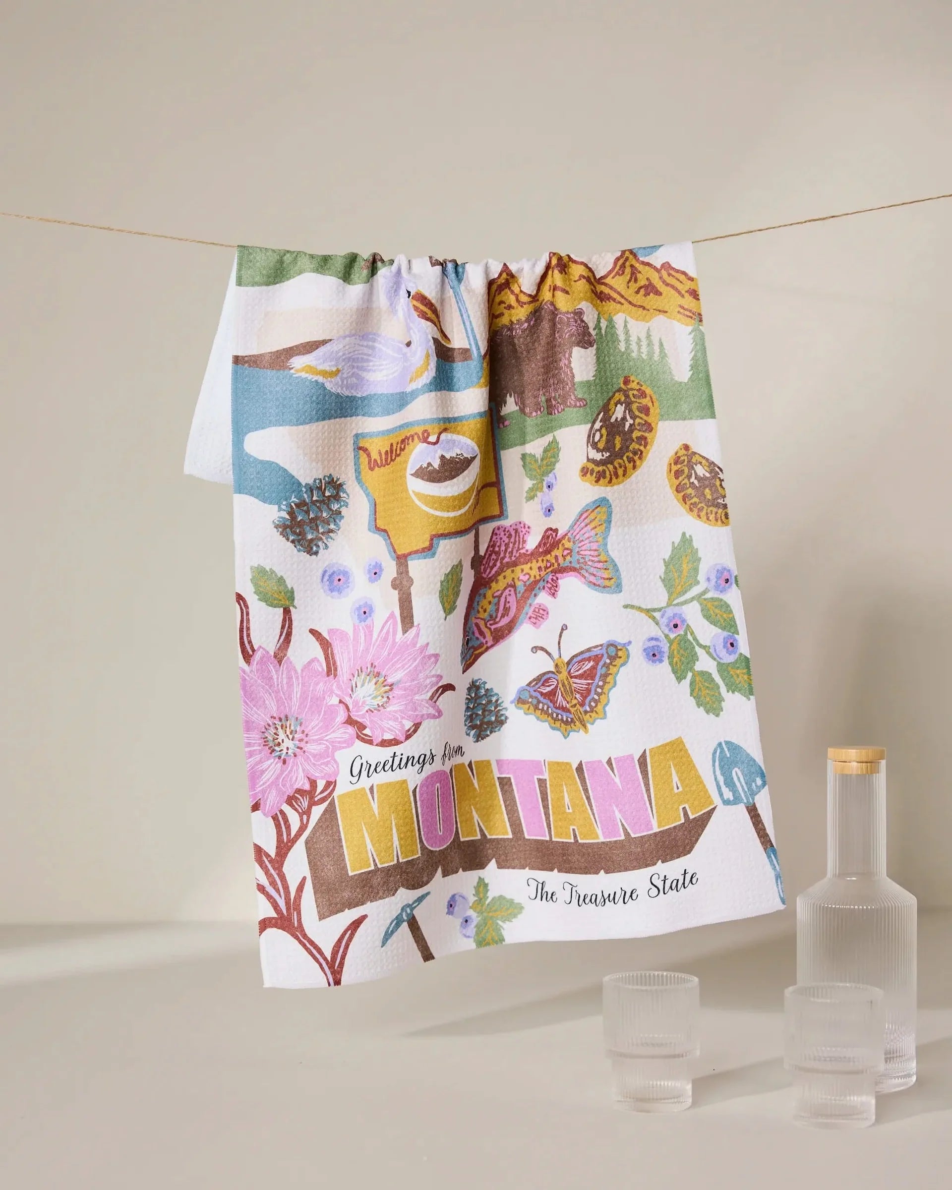 Greetings From Montana Tea Towel