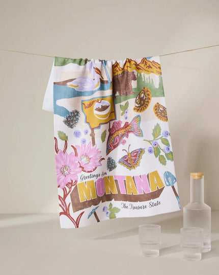 Greetings From Montana Tea Towel