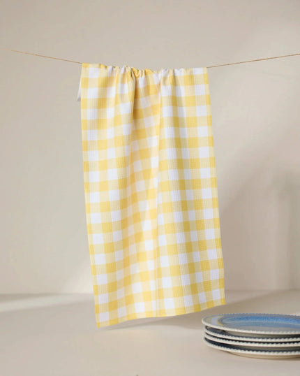 Lemon Gingham Tea Towel
