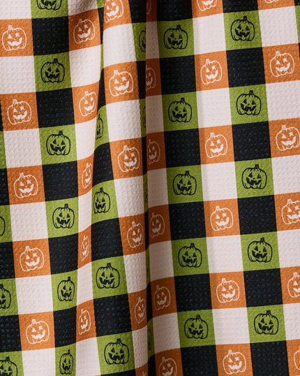 JACK-O-LANTERN CHECKER TEA TOWEL