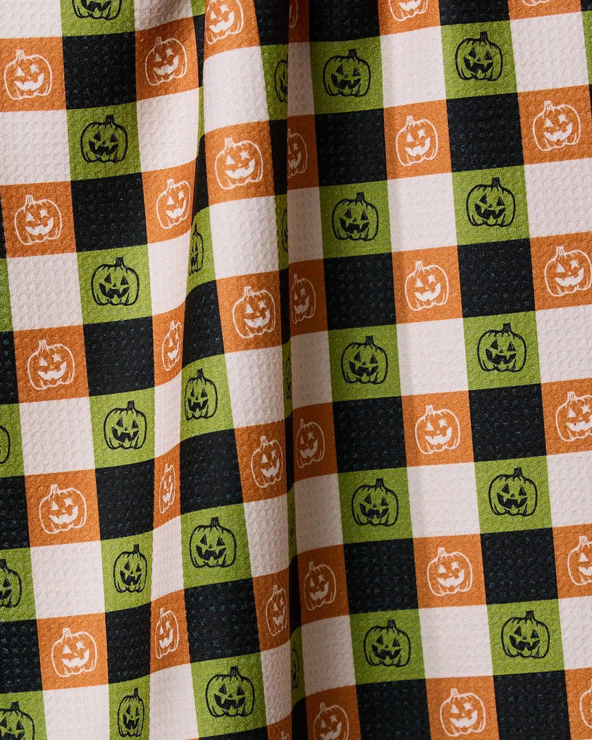 JACK-O-LANTERN CHECKER TEA TOWEL