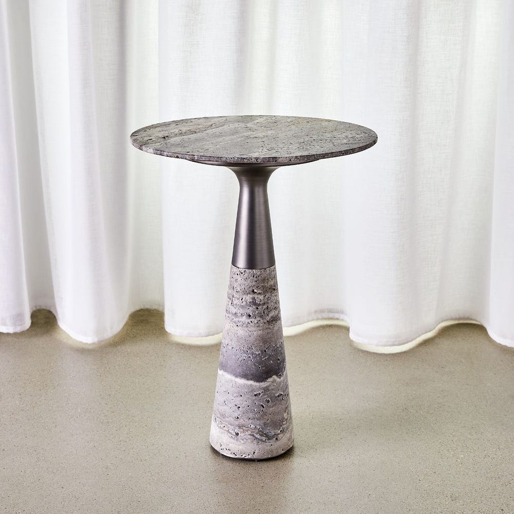 Pier Accent Table - Gray Travertine
