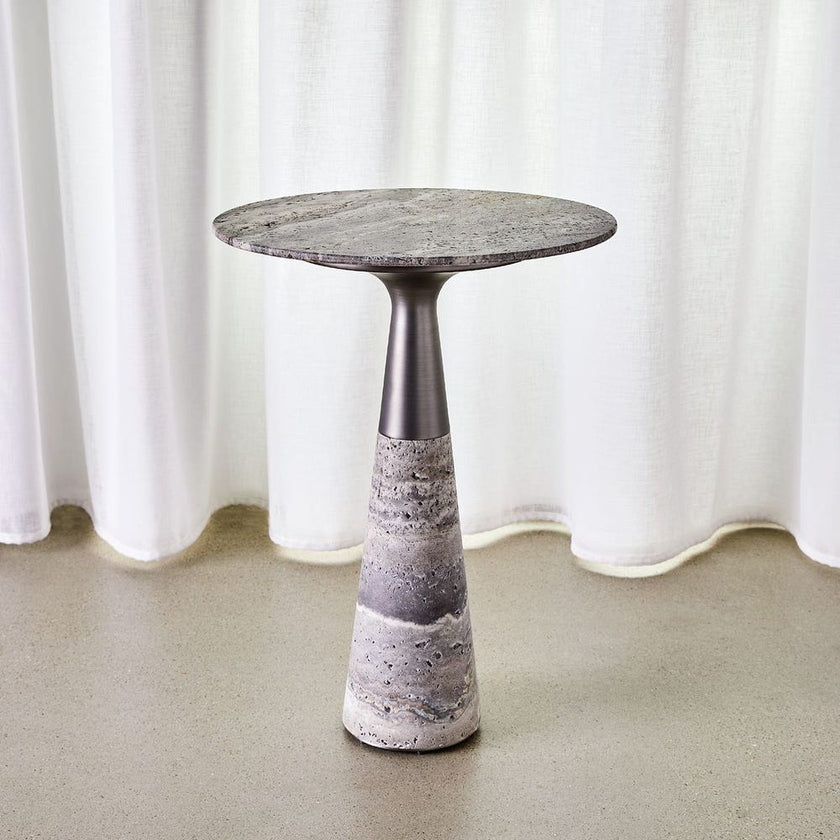 Pier Accent Table - Gray Travertine