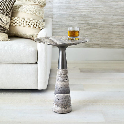 Pier Accent Table - Gray Travertine