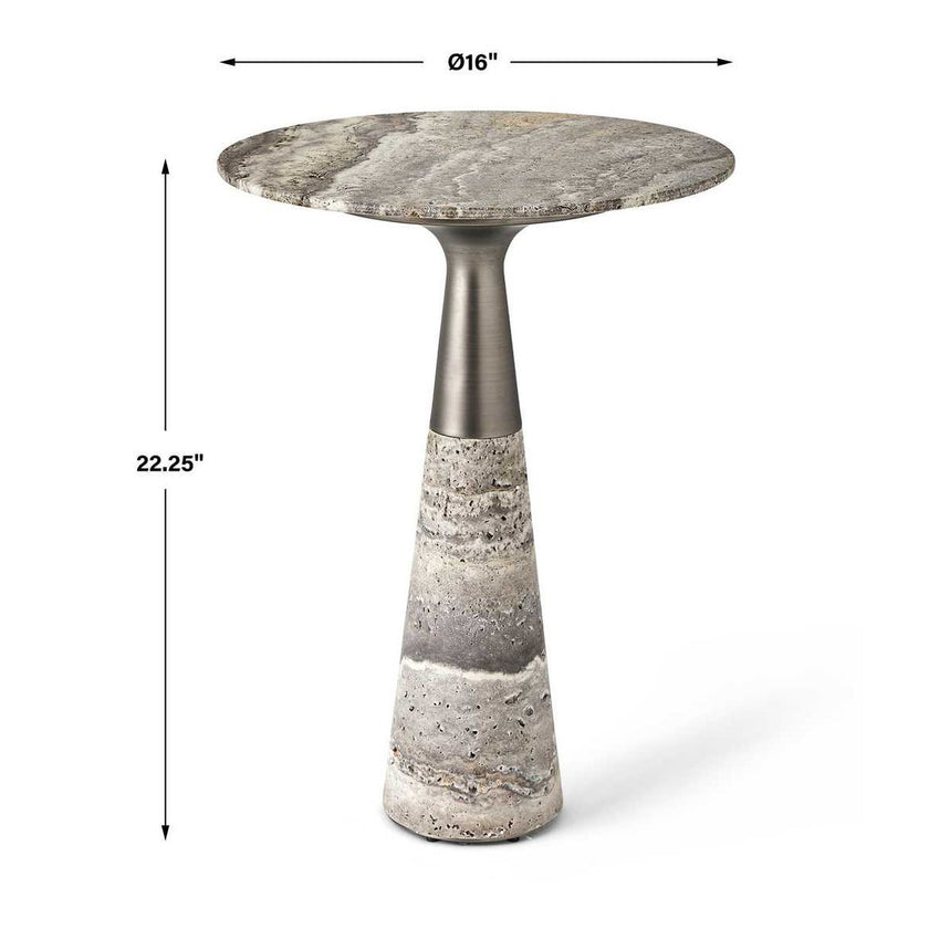Pier Accent Table - Gray Travertine