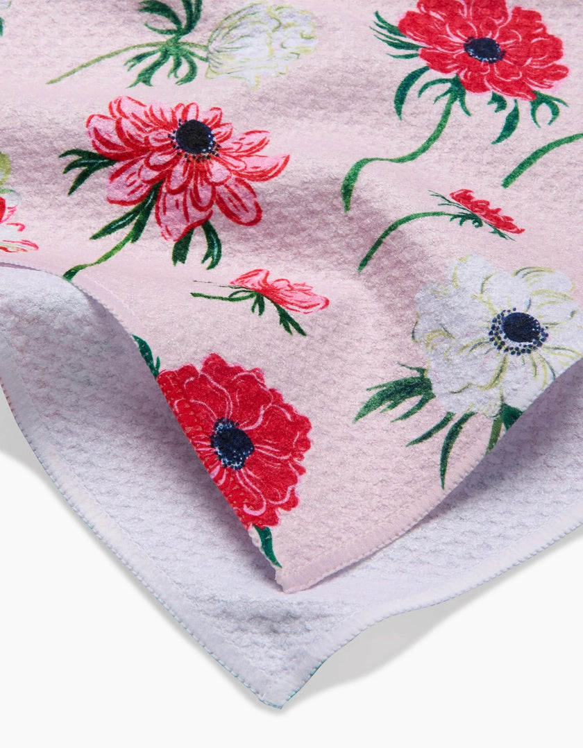 Anemone Garden Flowers Tea Towel