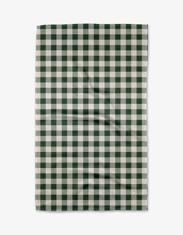 CHRISTMAS GINGHAM GR TEA TOWEL