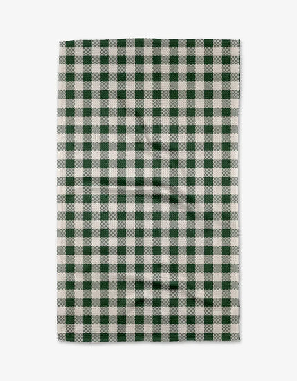 CHRISTMAS GINGHAM GR TEA TOWEL