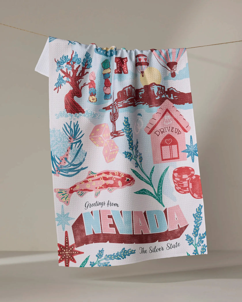 Greetings From Nevada Tea Towel