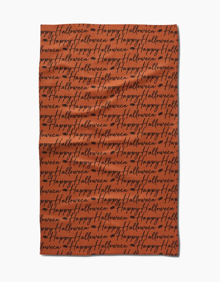 HALLOWEEN SCRIPT ORANGE TEA TOWEL
