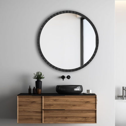 Dandridge Round Mirror, Black
