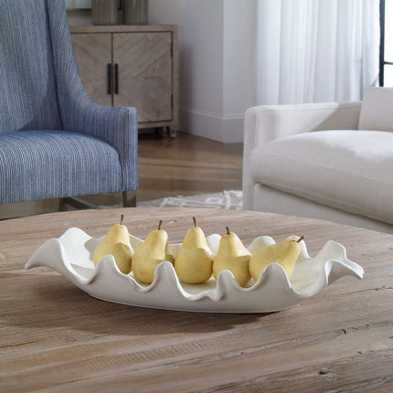 Ruffled Feathers Outdoor Bowl, White