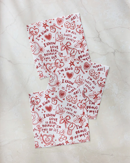 VALENTINE'S AFFIRMATIONS DISH CLOTH S/3
