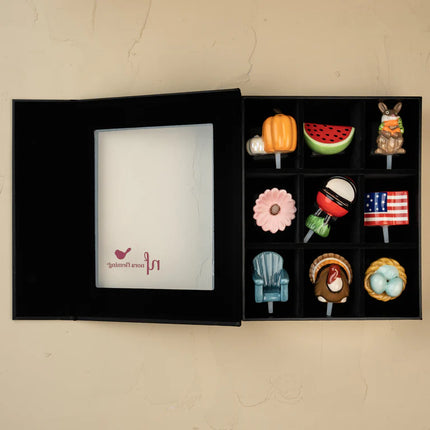 9 SECTION KEEPSAKE BOX BLK LINEN