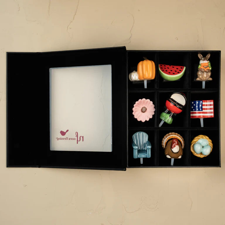 9 SECTION KEEPSAKE BOX BLK LINEN