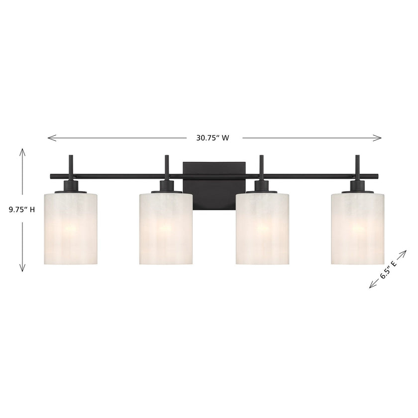 4-Light Bathroom Vanity Light In Matte Black