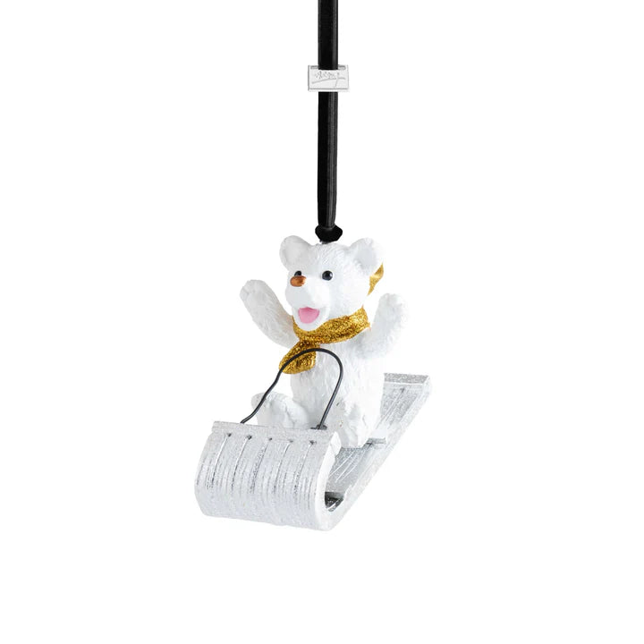 SLEDDING TEDDY ORNAMENT